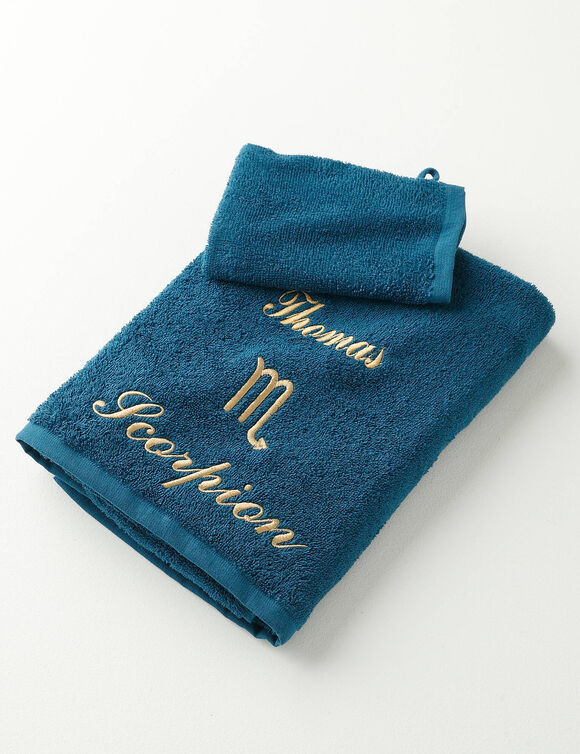 Serviettes de bain brod&eacute;es signe astrologique, &agrave; personnaliser - 420g/m2 (scorpion)