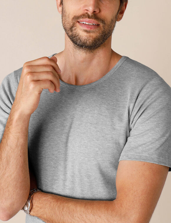 T-shirt sous-v&ecirc;tement homme col rond manches courtes chaleur douce - lot de 2 (gris chin&eacute;)