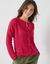 Cardigan met parelknopen en mohairtouch (framboos)