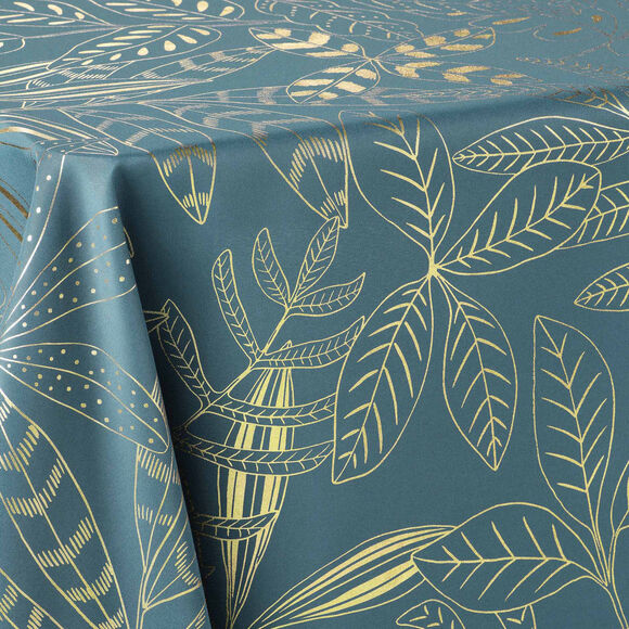 Nappe motif feuillage doré (émeraude / doré)