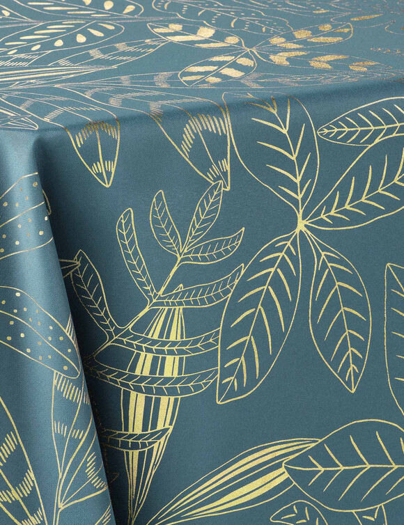 Nappe motif feuillage doré (émeraude / doré)