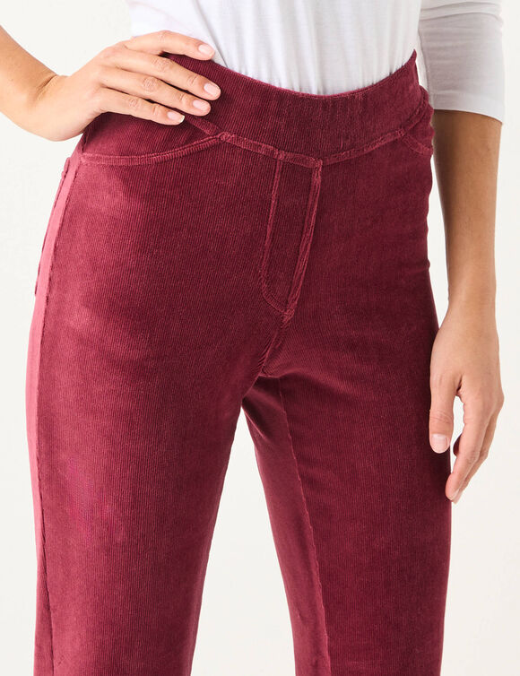 Pantalon droit, maille velours côtelé (bordeaux)