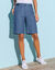Bermuda in denim met tailleband in tricot (stone)