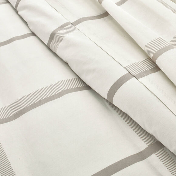 Linge de lit C&eacute;sar en coton imprim&eacute; carreaux (&eacute;cru / beige)
