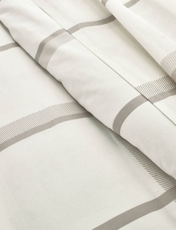 Linge de lit C&eacute;sar en coton imprim&eacute; carreaux (&eacute;cru / beige)