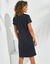 Robe droite col polo unie, maille stretch (marine)