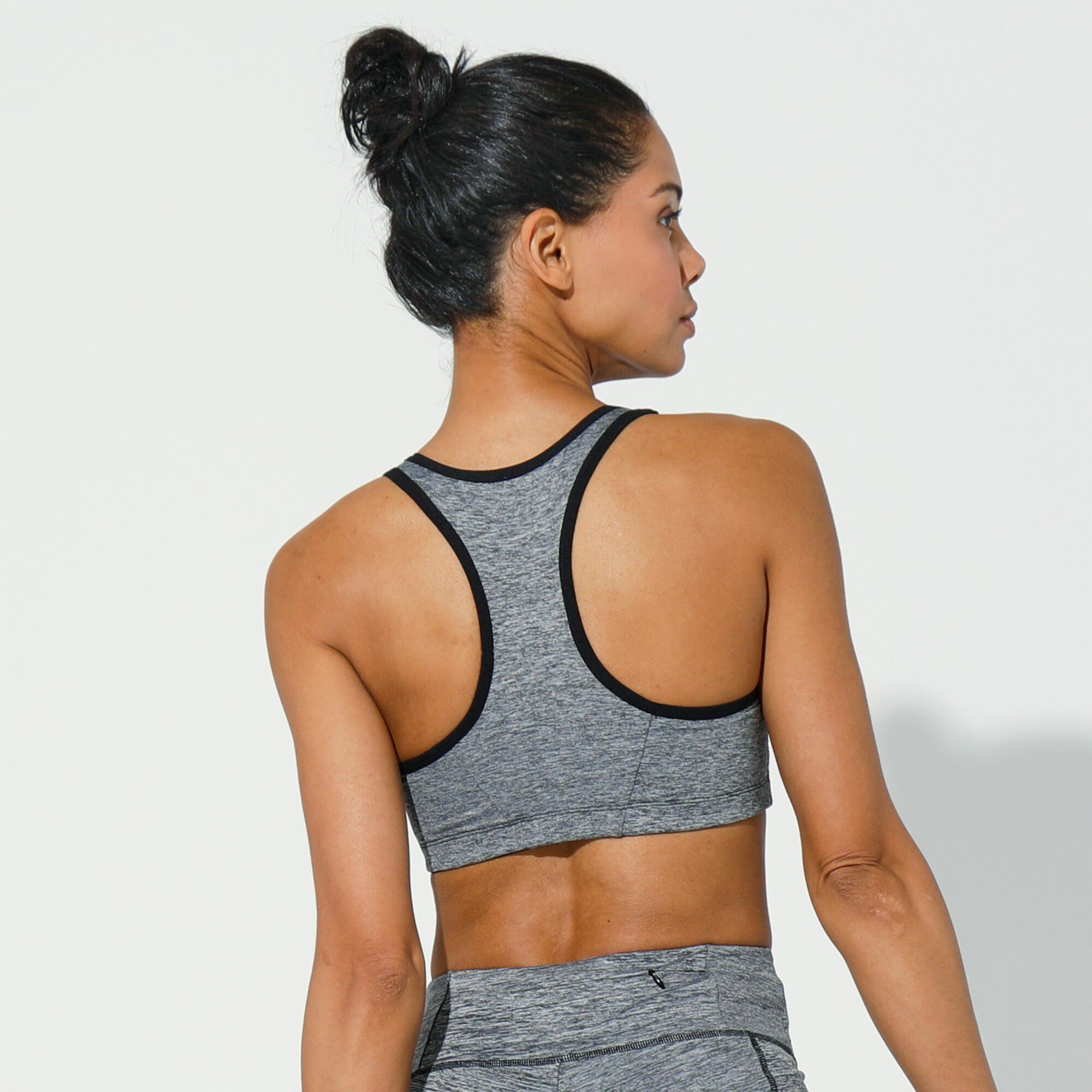Soutien gorge microfibre imprim e sp cial sport zipp devant sans armatures anthracite Blancheporte