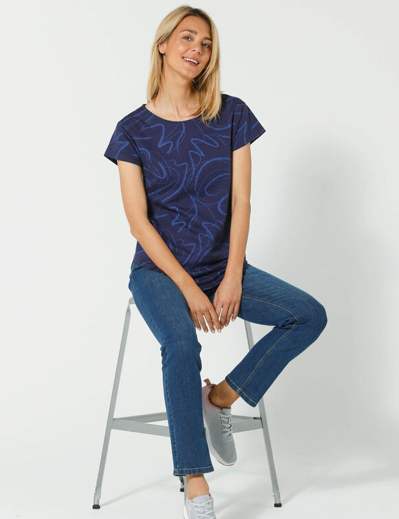 T-shirt met korte mouwen en bedrukking (marine)