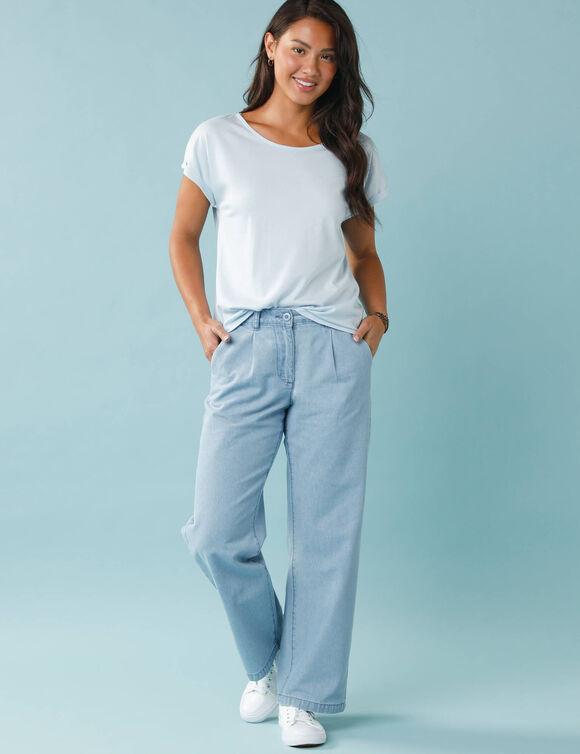 T-shirt manches courtes uni, Sp&eacute;cial Petites (bleu ciel)