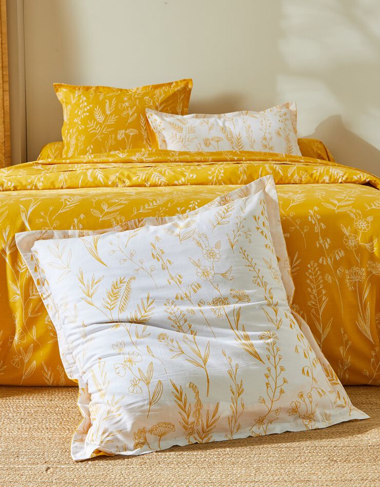 Parure de lit 140x200 cm percale 100% coton GABRIELLE jaune