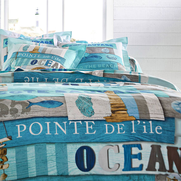 Linge de lit Océan coton (bleu)