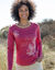 T shirt manches longues imprim&eacute; fleuri (cerise)