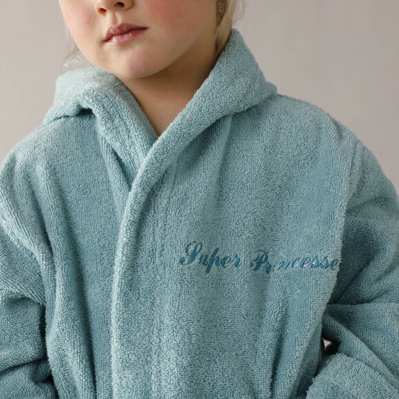 Gepersonaliseerde badjas met capuchon voor kinderen - lusjesbadstof 340 g/m&sup2; (watergroen)