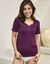 T-shirt chaleur manches courtes col en dentelle - lot de 2 (prune)
