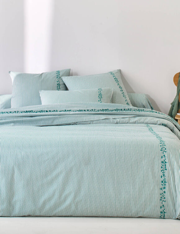Linge de lit Faustine en coton imprim&eacute; (vert)