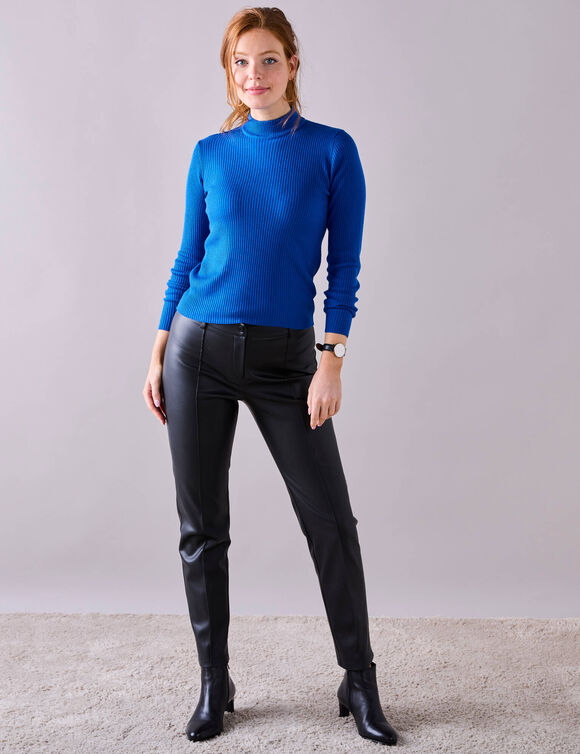 Pull col montant court, maille c&ocirc;tel&eacute;e (bleu vif)