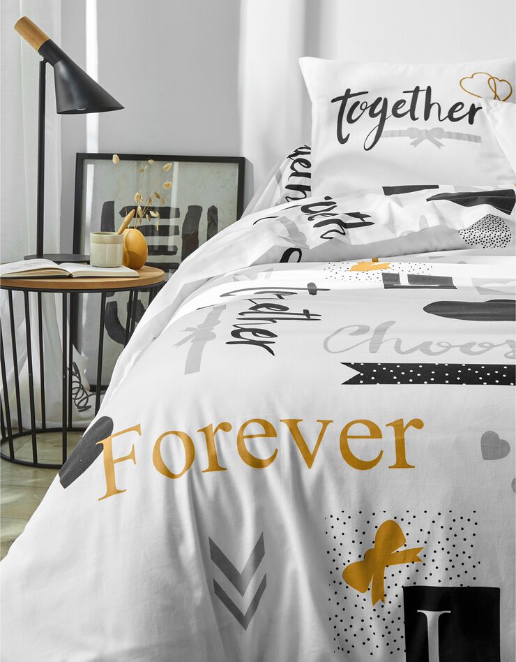 Linge de lit Love en coton imprimé coeurs, blanc Linge de lit Love en coton imprimé coeurs, blanc, hi-res image number 4