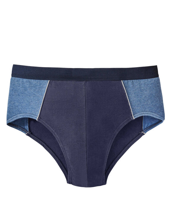 Slip fermé bicolore, taille haute - lot de 4 (jeans / marine)