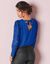 Blouse met geschulpte halslijn aan de rug en kanten mouwen (blauw)