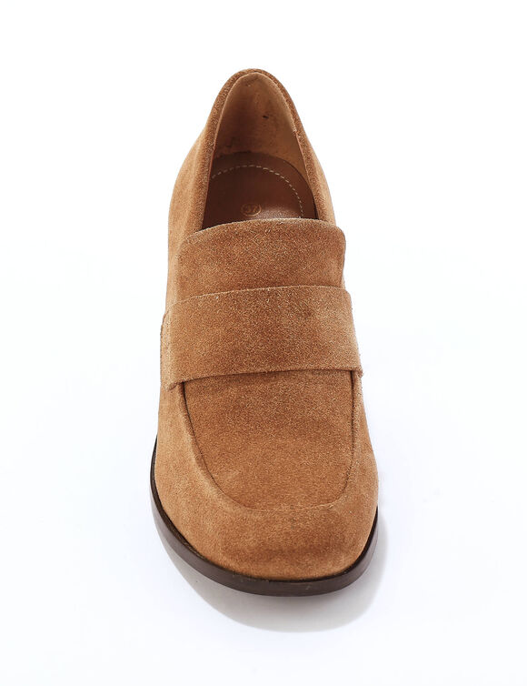 Mocassin à talon croûte de cuir (caramel)