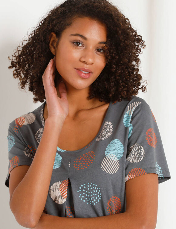 Lang nachthemd met grafische print (antracietgrijs)