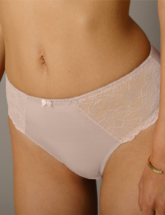 Slip in glanstricot en kant Salford - set van 2 (schelpen + granaatrood)