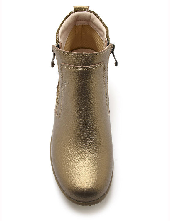 Boots double fermeture zippée, semelle confort amovible (mordoré)