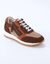 Leren sneakers met contrasterende decoratieve inzetstukken (chocolade)