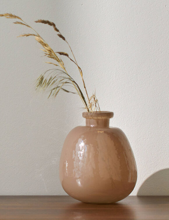 Vase taupe en verre semi-opaque (taupe)