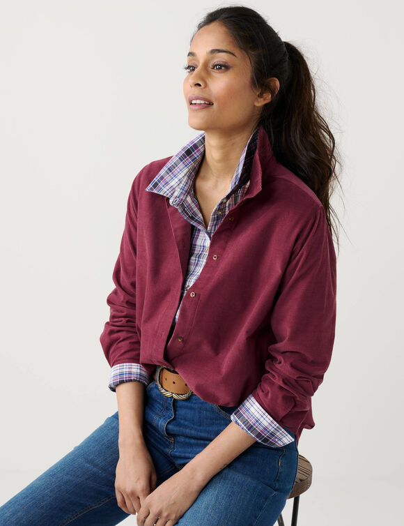 Chemise droite en velours milleraie (violine)
