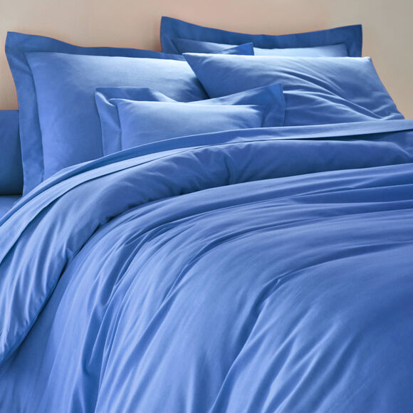 Effen bedlinnen in katoen (oceaanblauw)