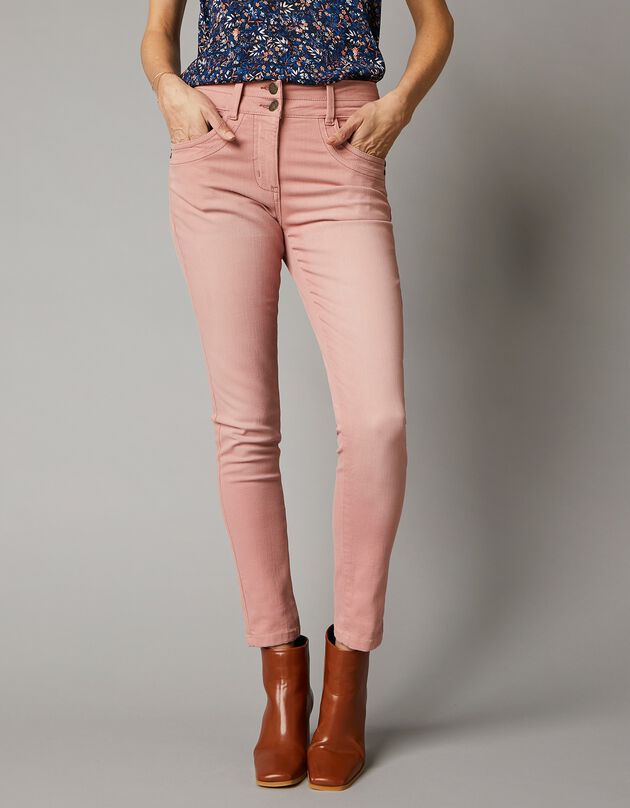 Jean 7/8ème fuselé couleur stretch (bois de rose)