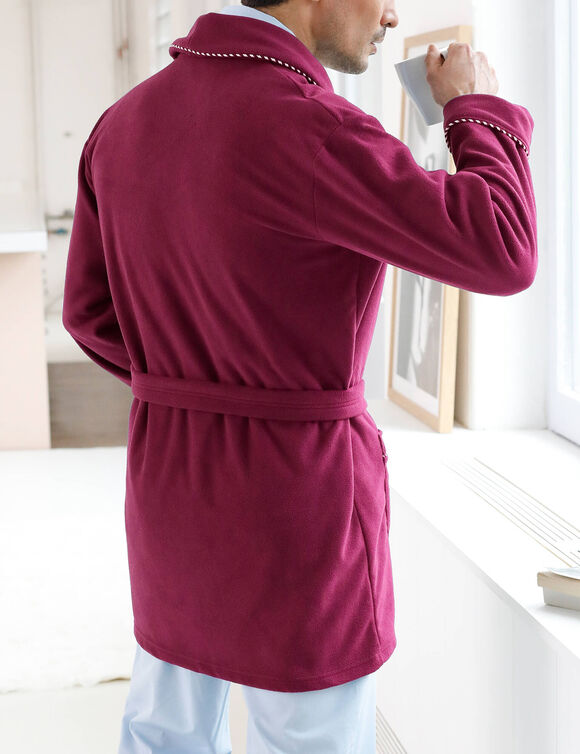 Robe de chambre courte maille polaire (bordeaux)