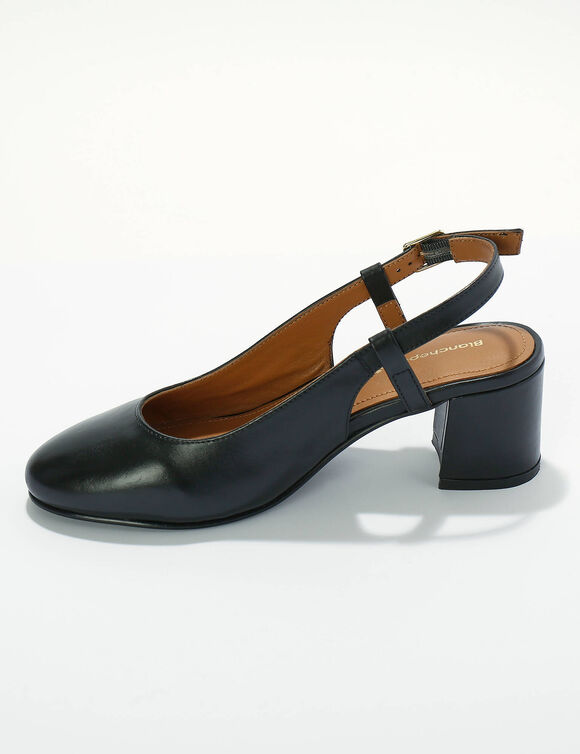 Slingback pumps in leer, LWG-gecertificeerd (zwart)