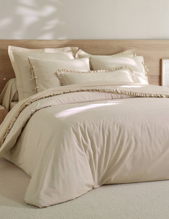 Linge de lit uni percale (sable)