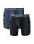 Boxer long imprim&eacute; c&ocirc;t&eacute; coupe short - lot de 2 (noir + bleu)