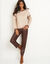 Pull loose bicolore, col rond (beige / chocolat)