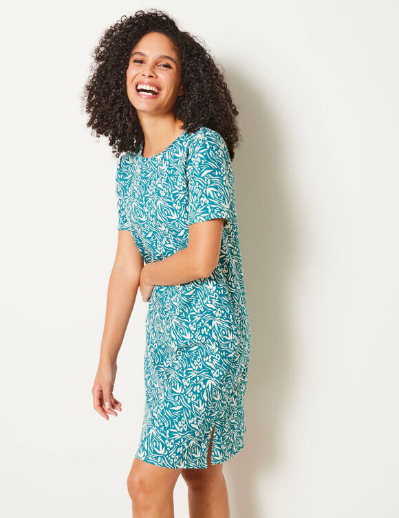 Pyjama met lange mouwen en vlinderprint (smaragd / ecru)
