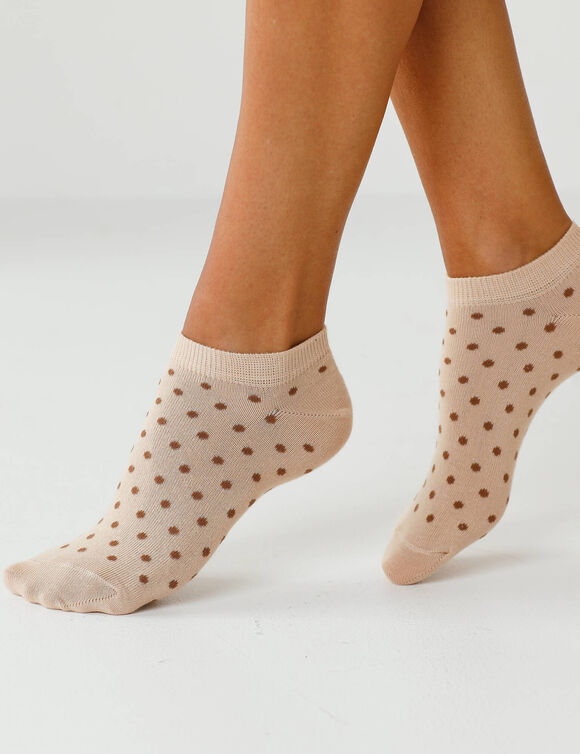 Socquettes basses pois fantaisie - lot de 5 (&eacute;cru / beige)