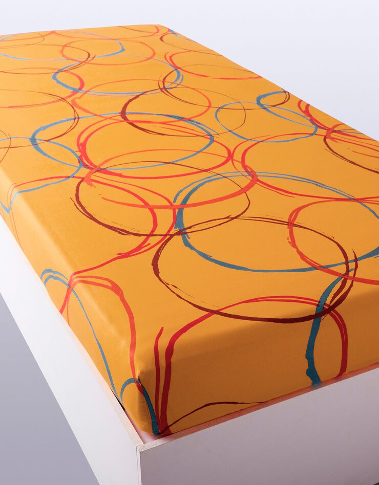 Linge de lit Noémie polycoton imprimé cercles (épice)