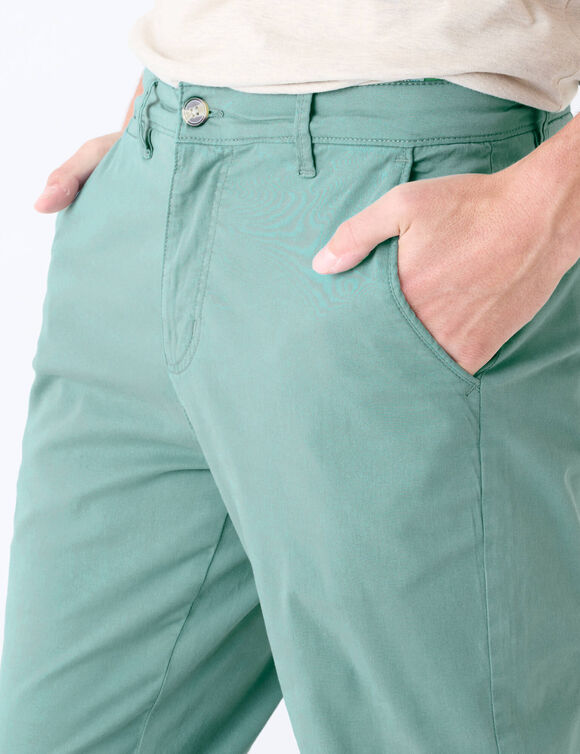 Pantalon chino toile serg&eacute; (bleu vert)