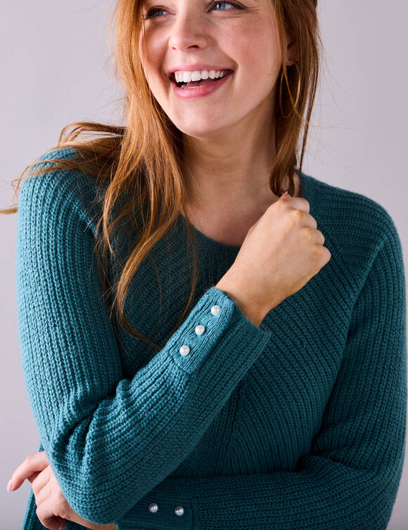 Pull évasé, maille anglaise toucher doux (vert sauge)