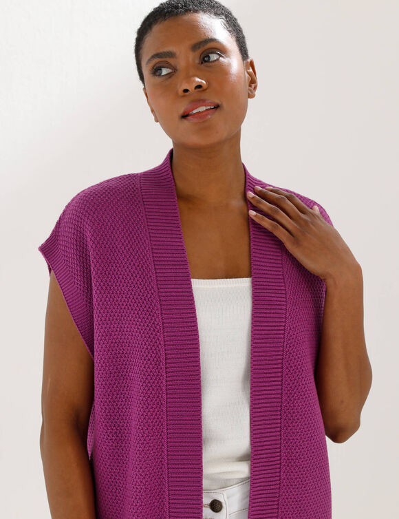 Gilet sans manches, maille fantaisie (violet)