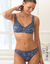 Soutien-gorge coton dentelle imprim&eacute; bouquet Coria - sans armatures (ardoise)