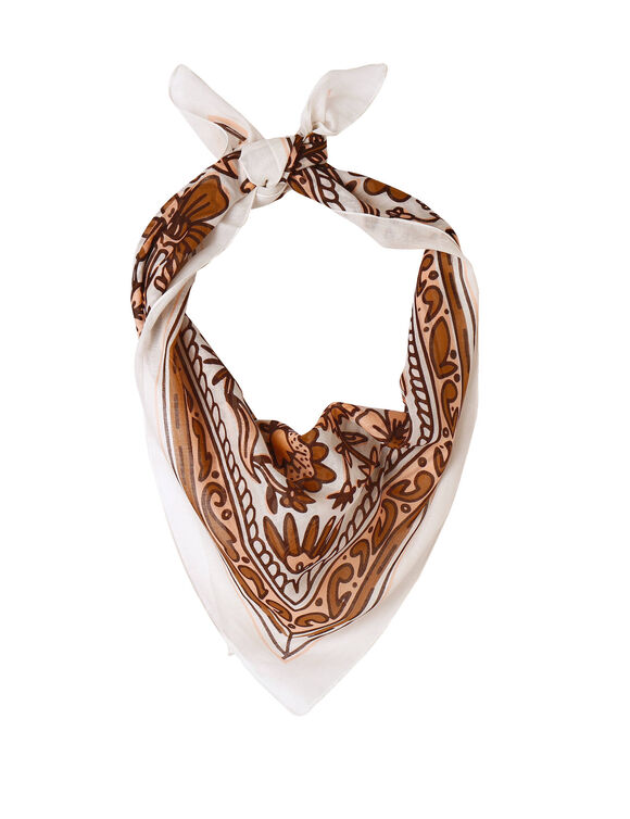 Foulard met Indische bloemenprint  (ecru / chocolade)