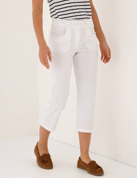 Pantacourt droit stretch (blanc)