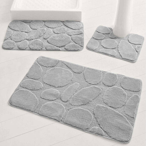 Tapis de bain motif galets (gris)