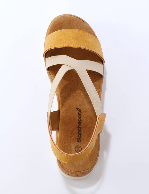 Sandales compens&eacute;es brides crois&eacute;es (geel)