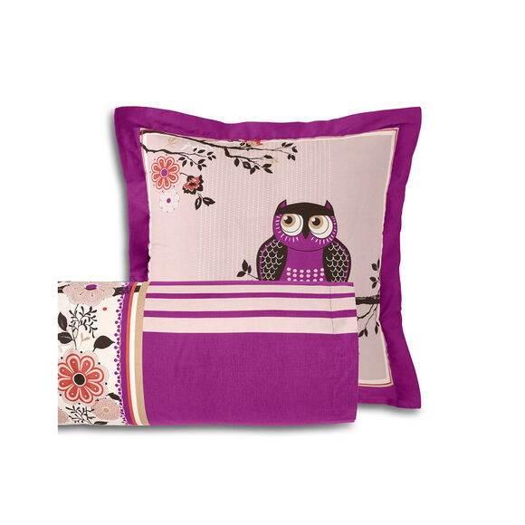 Linge de lit Chouette flanelle (prune)