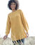 Pull tunique &eacute;vas&eacute; col rond, maille anglaise (curry)